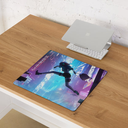 Gaming Mouse Pad Blue Purple Neon Cyberpunk for Gaming Desk Large Anti Slip Edge Stitched Digital Art