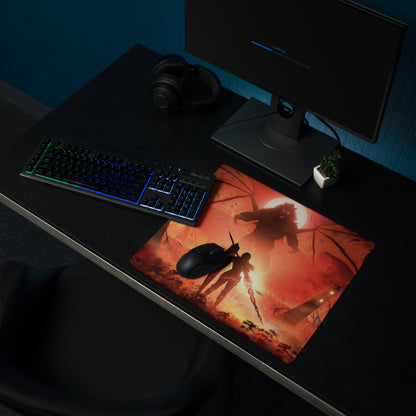 Gaming Mouse Pad Red Orange Fiery Battle Scene for Gaming Desk Setup Digital Art