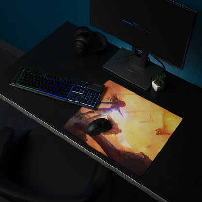 Gaming Mouse Pad Fiery Orange Yellow For Gaming Desk Cinematic Fantasy Art Large Anti Slip Edge Stitched Digital Artwork