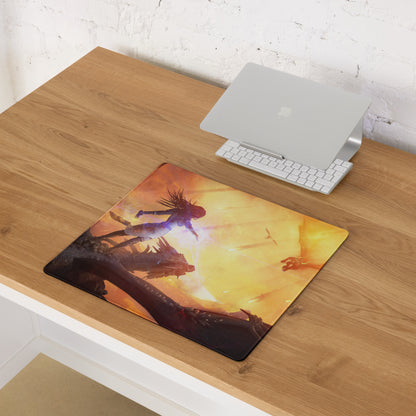 Gaming Mouse Pad Fiery Orange Yellow For Gaming Desk Cinematic Fantasy Art Large Anti Slip Edge Stitched Digital Artwork