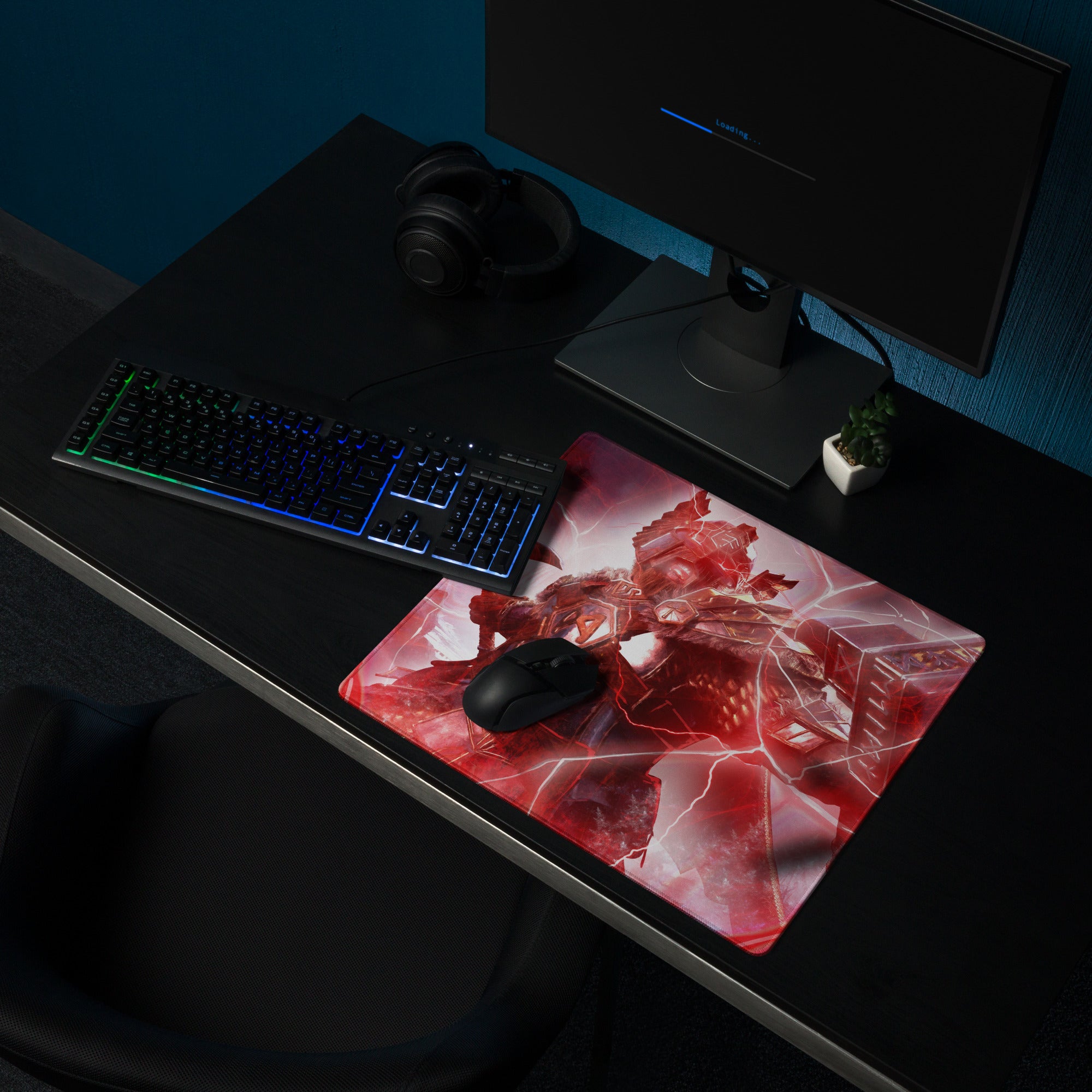 Red Gaming Mouse Pad For Gaming Desk Large Size Non Slip Neon Futuristic Sci Fi Digital Art