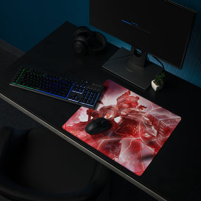 Red Gaming Mouse Pad For Gaming Desk Large Size Non Slip Neon Futuristic Sci Fi Digital Art