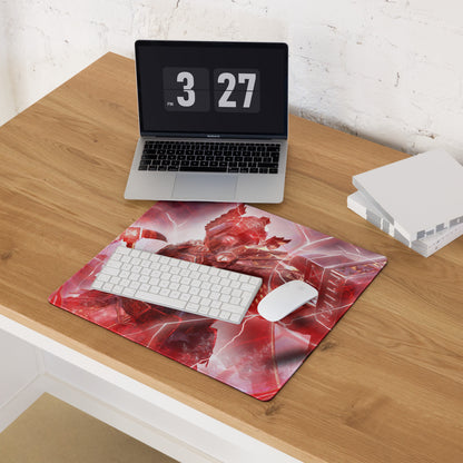 Red Gaming Mouse Pad For Gaming Desk Large Size Non Slip Neon Futuristic Sci Fi Digital Art