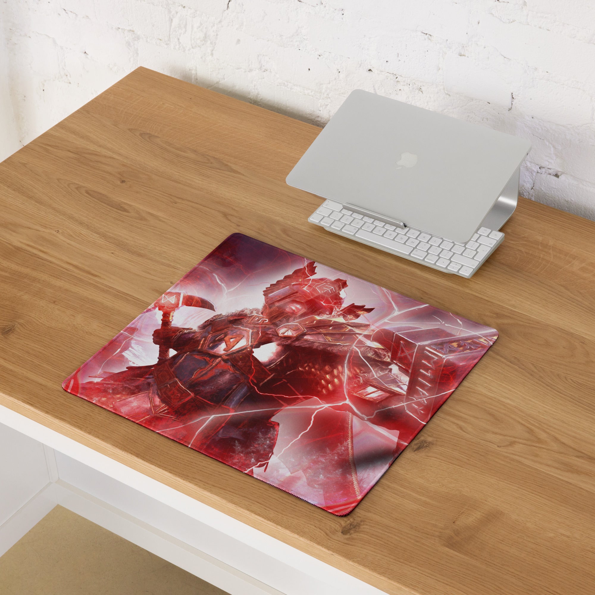 Red Gaming Mouse Pad For Gaming Desk Large Size Non Slip Neon Futuristic Sci Fi Digital Art