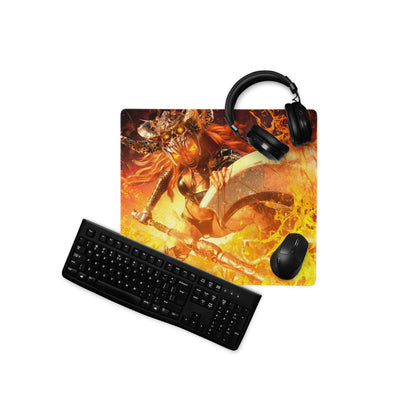 Gaming Mouse Pad Orange Red For Gaming Desk Setup Fiery Fantasy Battle Art Non Slip Large Mat