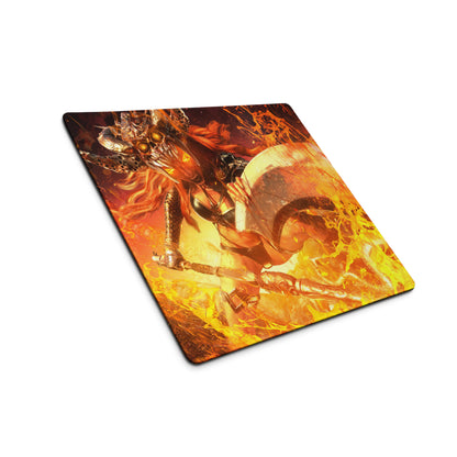 Gaming Mouse Pad Orange Red For Gaming Desk Setup Fiery Fantasy Battle Art Non Slip Large Mat