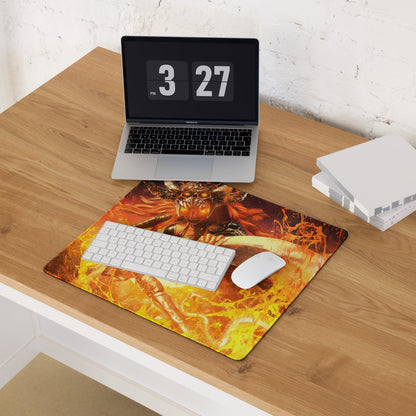 Gaming Mouse Pad Orange Red For Gaming Desk Setup Fiery Fantasy Battle Art Non Slip Large Mat