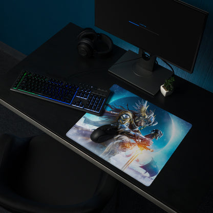 Gaming Mouse Pad Blue Dragon Knight Desk Mat For PC Setup Modern Epic Gaming Style