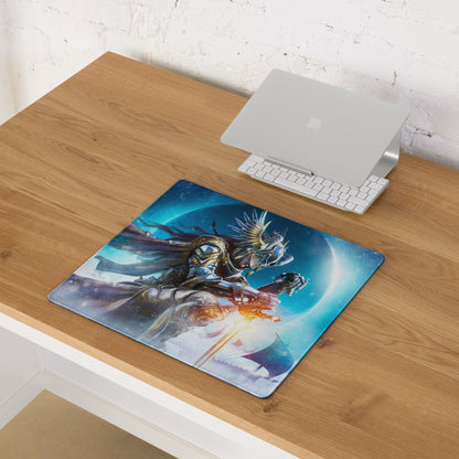 Gaming Mouse Pad Blue Dragon Knight Desk Mat For PC Setup Modern Epic Gaming Style