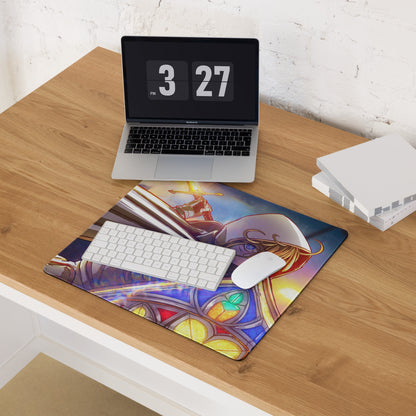 Gaming Mouse Pad Large Extended Desk Mat Anime Fantasy Digital Art In Blue Orange Purple For Gaming Setup