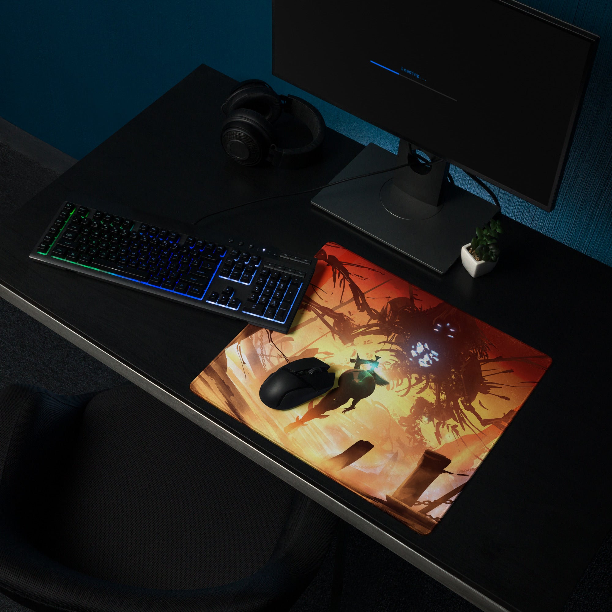Gaming Mouse Pad Orange Red For Gaming Desk Setup Fiery Digital Art Epic Mood Digital Art Niche Gaming Desk Mat