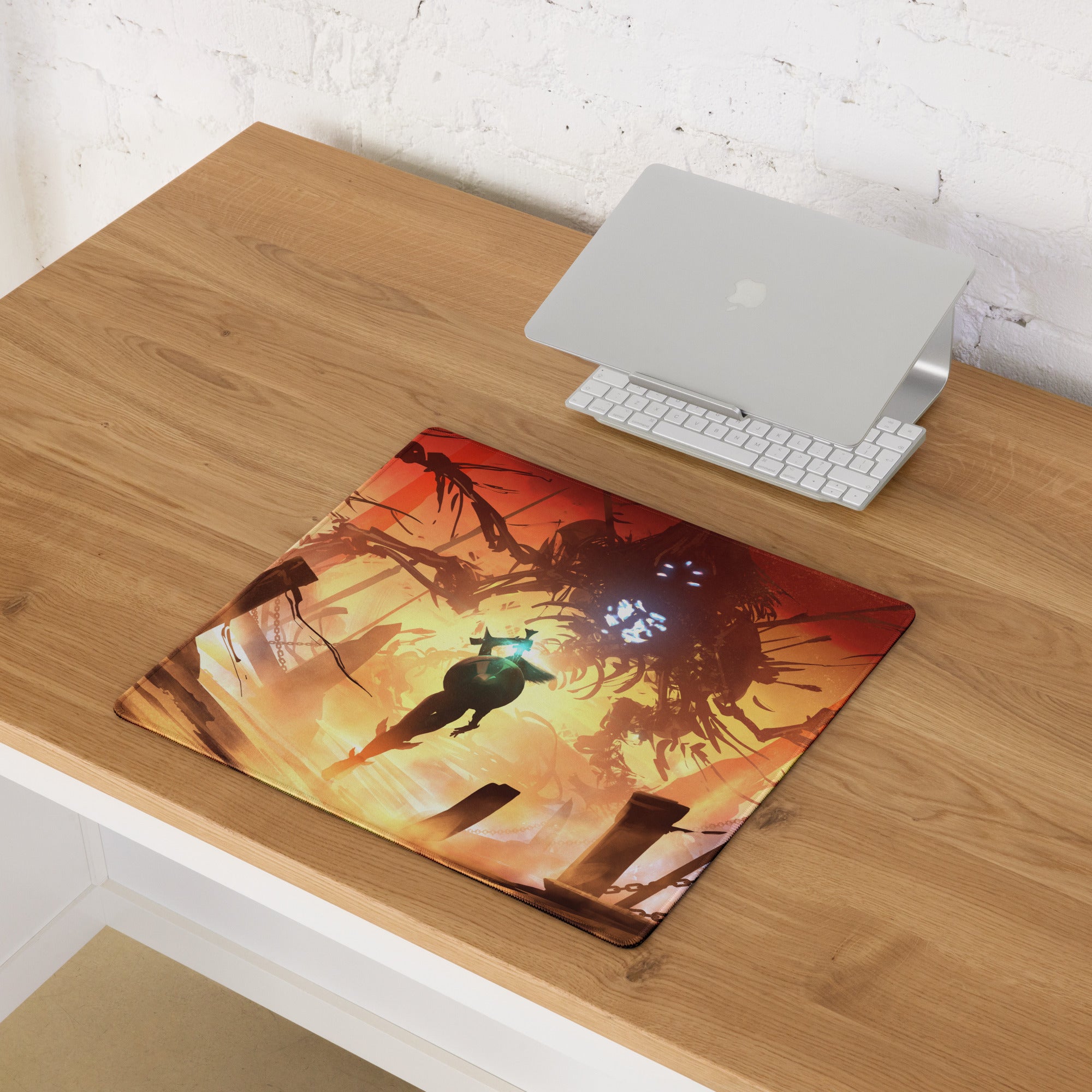 Gaming Mouse Pad Orange Red For Gaming Desk Setup Fiery Digital Art Epic Mood Digital Art Niche Gaming Desk Mat