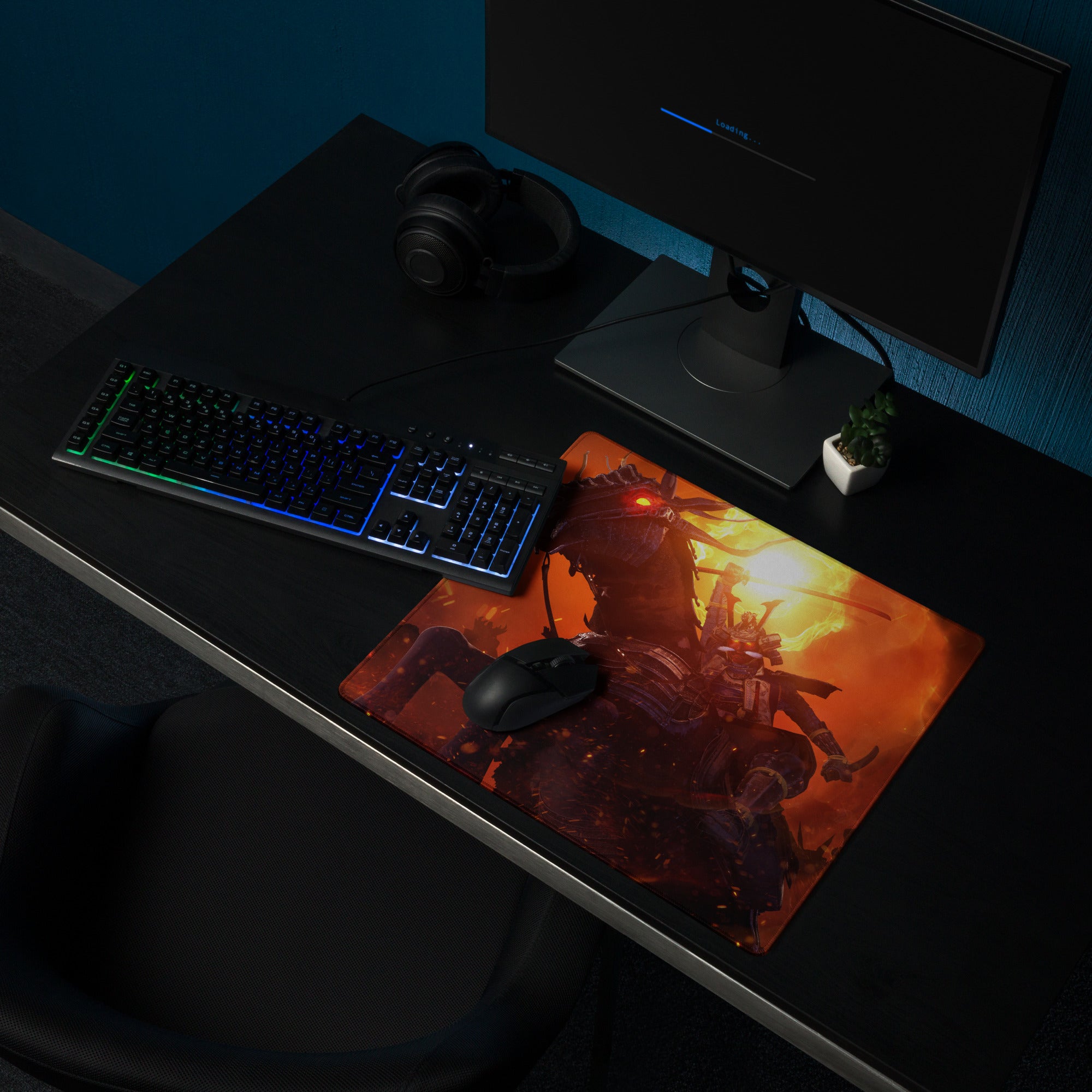 Gaming Mouse Pad Fiery Orange And Black Dragon Battle Art For Gaming Desk Setup Immersive Mood Dark Fantasy Esports Gift