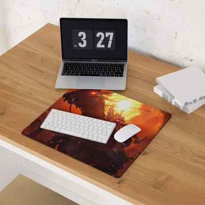 Gaming Mouse Pad Fiery Orange And Black Dragon Battle Art For Gaming Desk Setup Immersive Mood Dark Fantasy Esports Gift