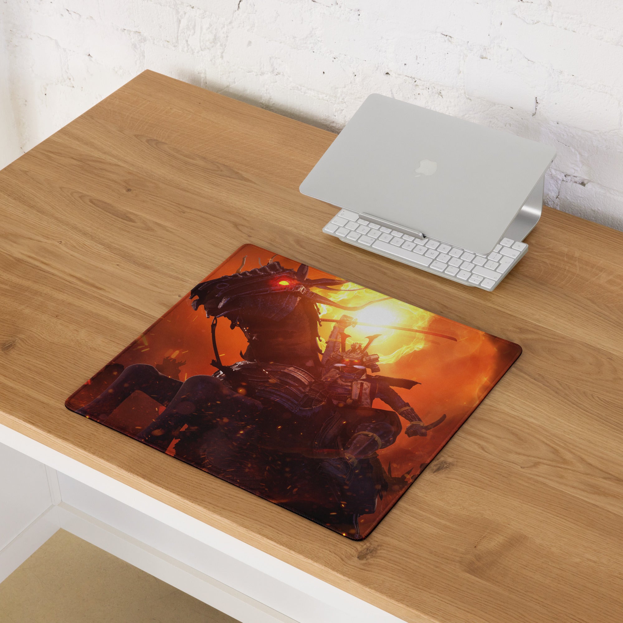 Gaming Mouse Pad Fiery Orange And Black Dragon Battle Art For Gaming Desk Setup Immersive Mood Dark Fantasy Esports Gift