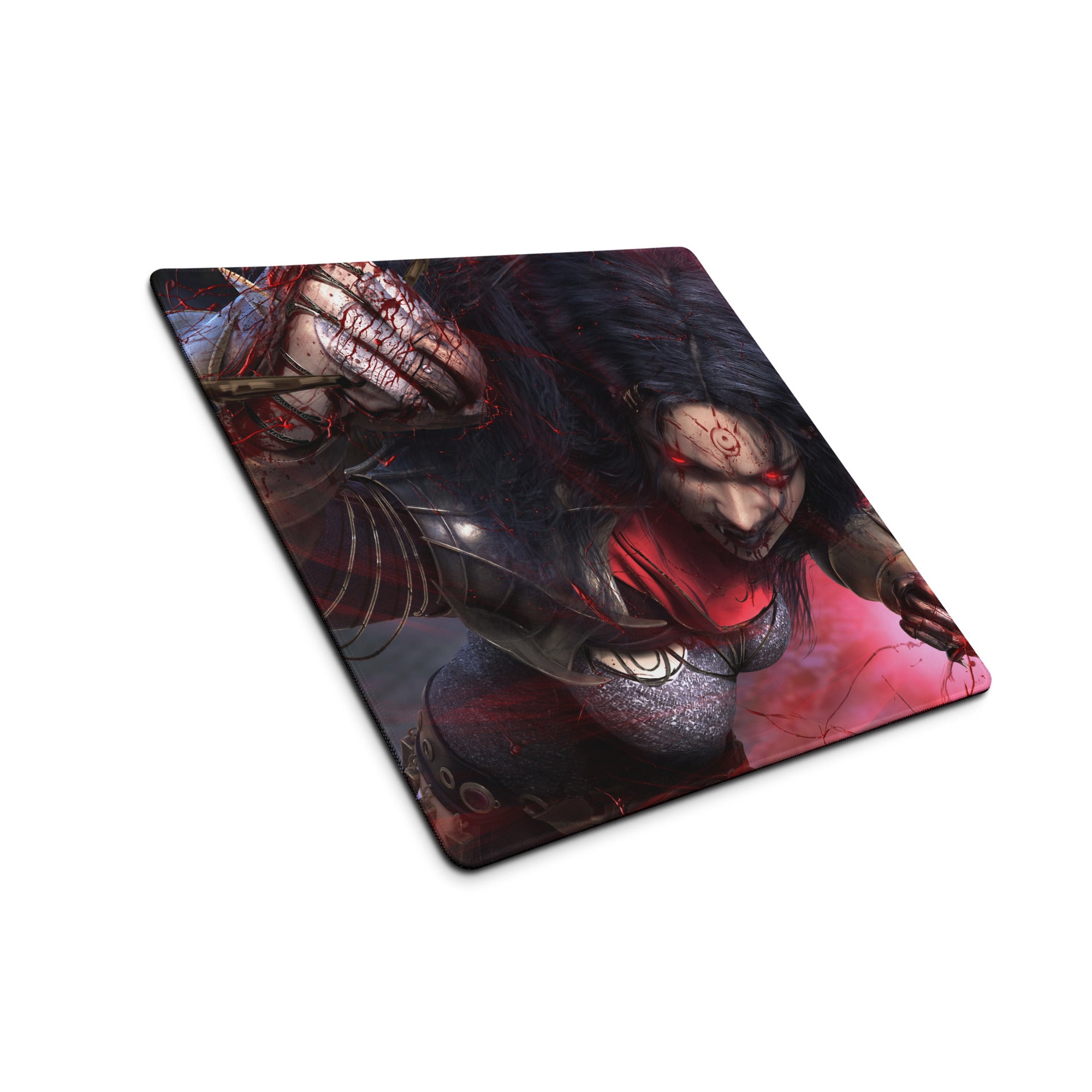 Gaming Mouse Pad Red Black For Gaming Desk Setup Dark Fantasy Art Style Non Slip Large