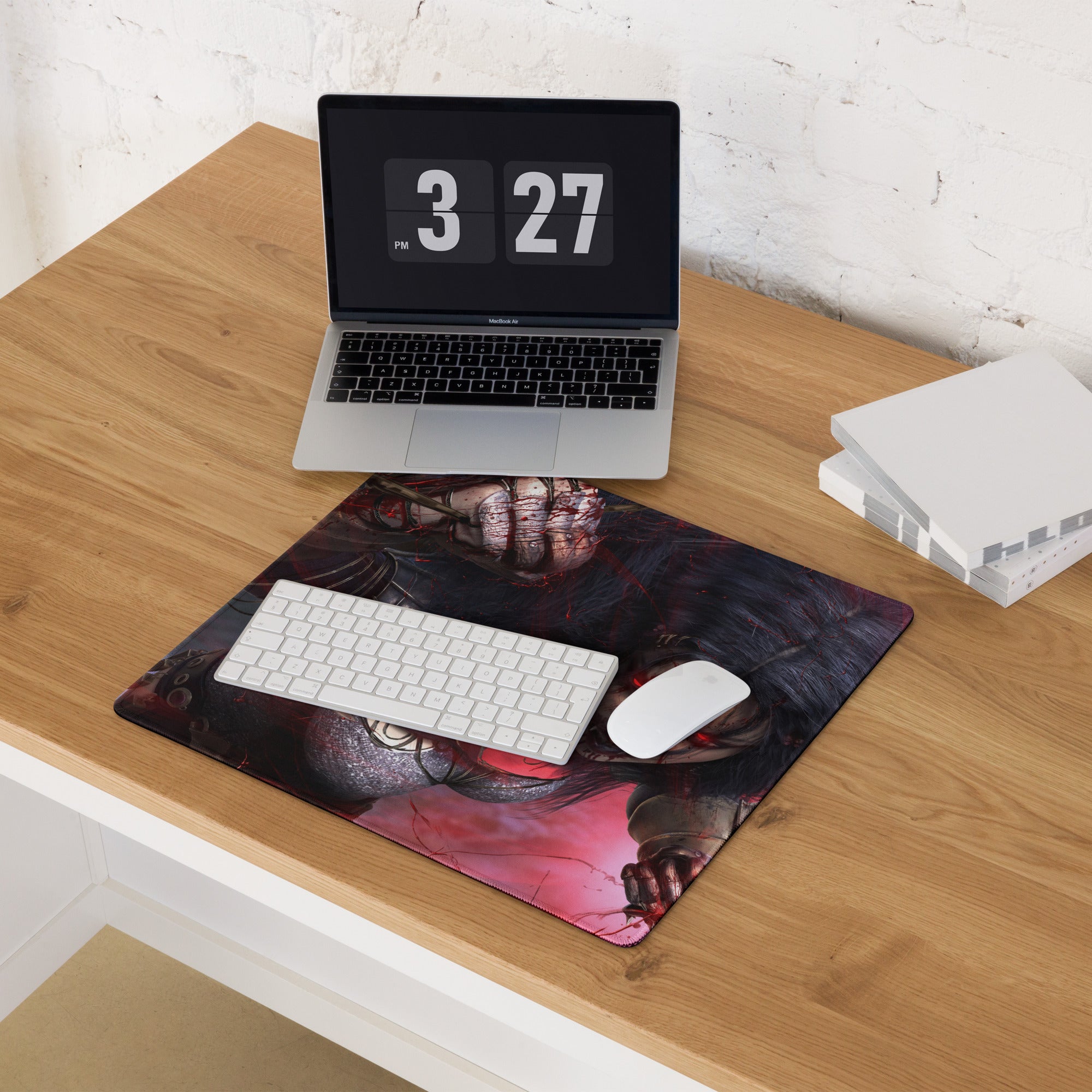 Gaming Mouse Pad Red Black For Gaming Desk Setup Dark Fantasy Art Style Non Slip Large