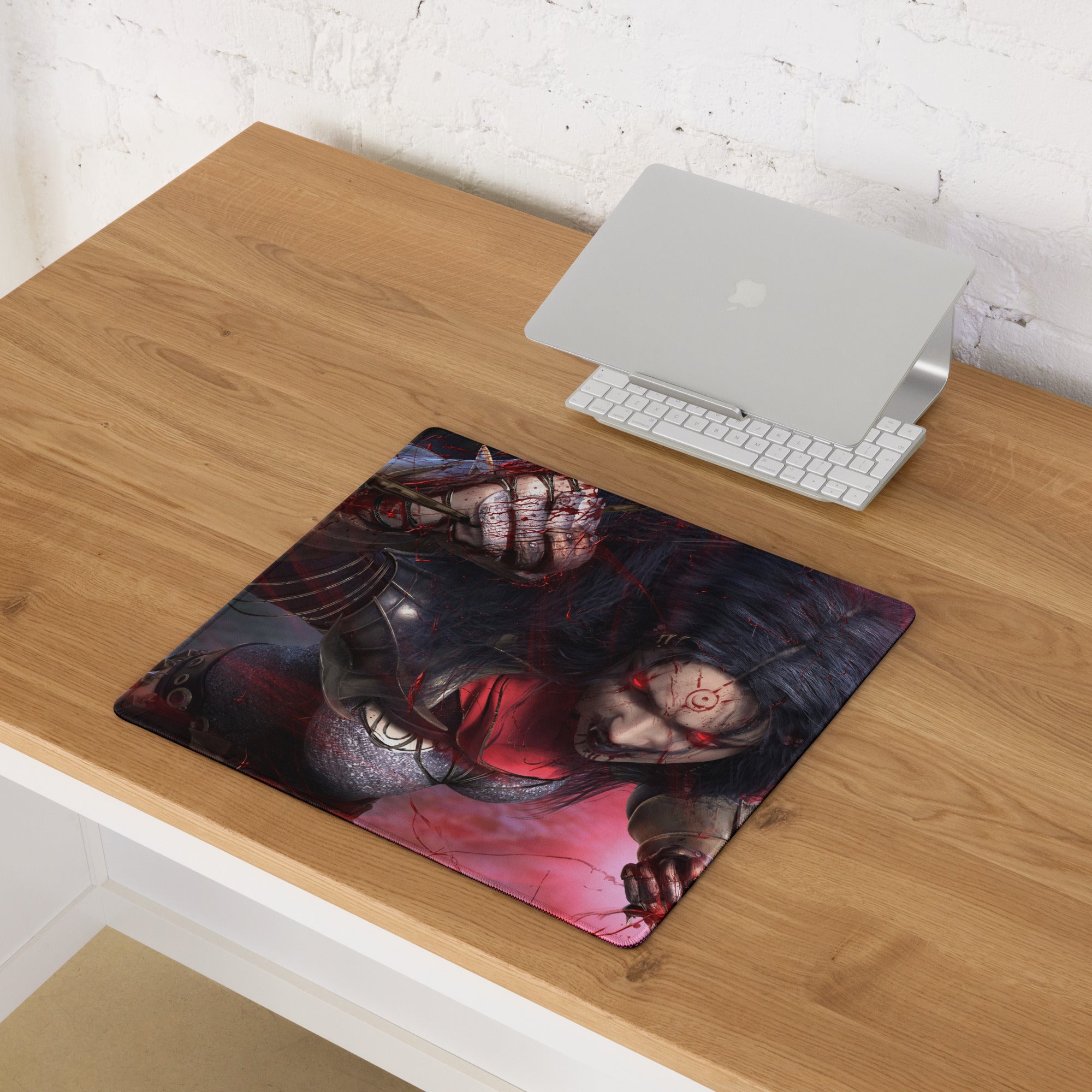 Gaming Mouse Pad Red Black For Gaming Desk Setup Dark Fantasy Art Style Non Slip Large