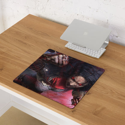 Gaming Mouse Pad Red Black For Gaming Desk Setup Dark Fantasy Art Style Non Slip Large