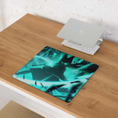 Large Gaming Mouse Pad Teal Blue Neon Cyberpunk Desk Mat For Gaming Setup Non-Slip Edge Stitching