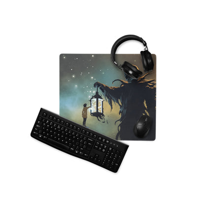 Gaming Mouse Pad Large Deep Blue Teal Night Sky Monster Artwork For Gaming Desk Non Slip, Edge Stitching, Dota CSGO Ready