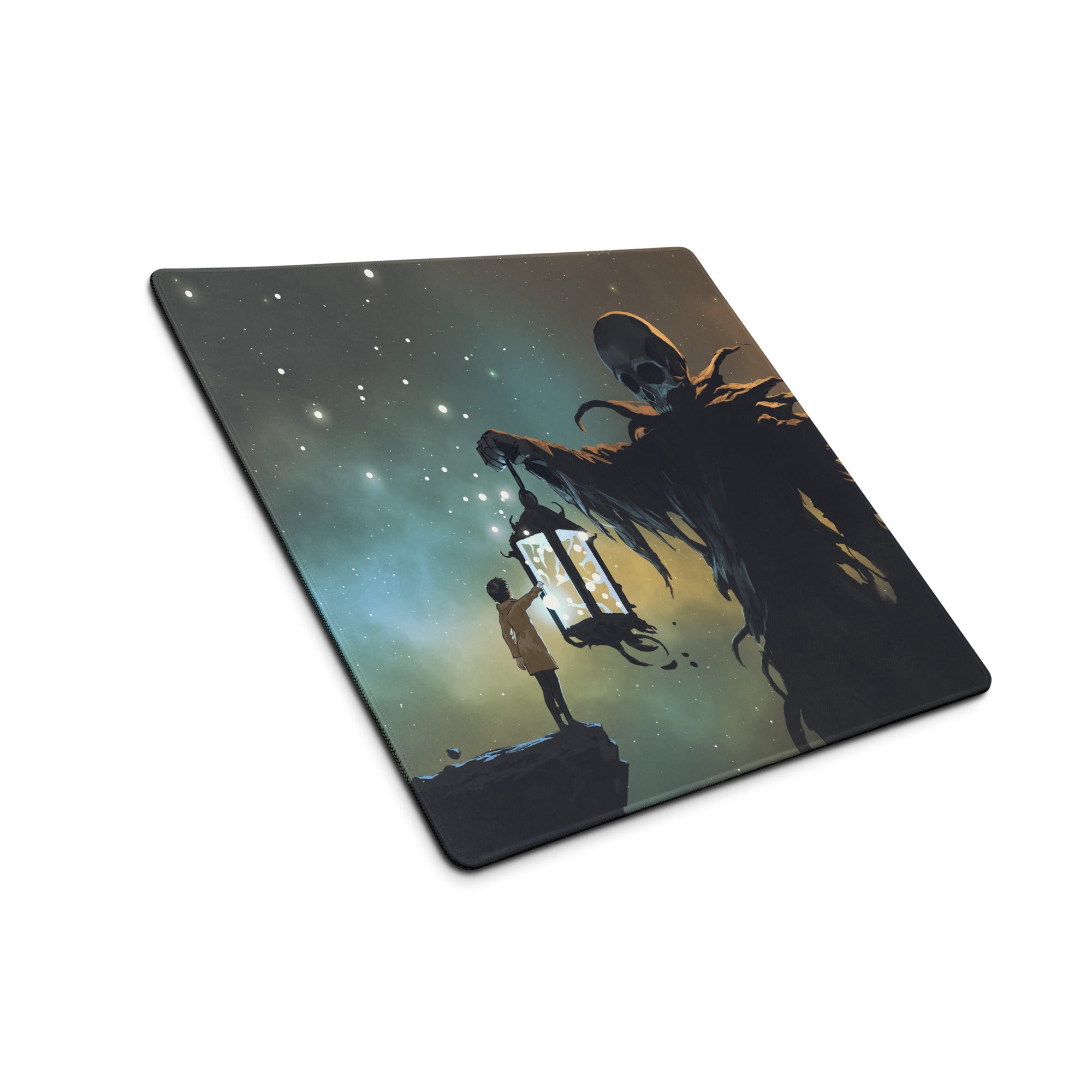 Gaming Mouse Pad Large Deep Blue Teal Night Sky Monster Artwork For Gaming Desk Non Slip, Edge Stitching, Dota CSGO Ready