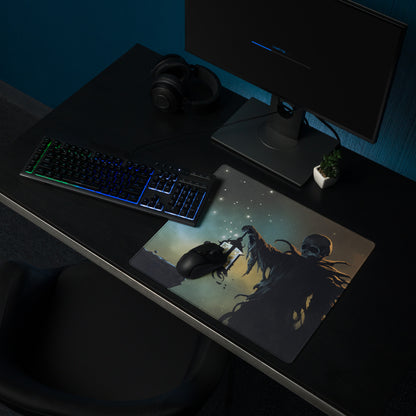Gaming Mouse Pad Large Deep Blue Teal Night Sky Monster Artwork For Gaming Desk Non Slip, Edge Stitching, Dota CSGO Ready