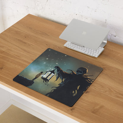 Gaming Mouse Pad Large Deep Blue Teal Night Sky Monster Artwork For Gaming Desk Non Slip, Edge Stitching, Dota CSGO Ready