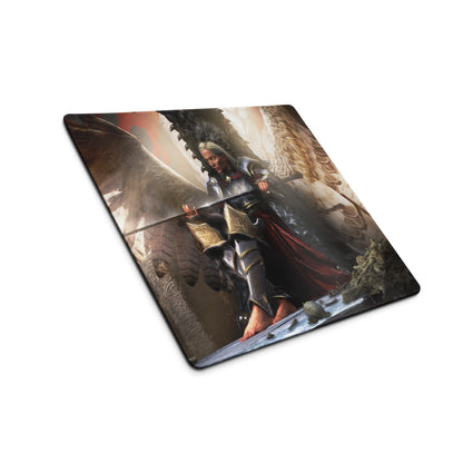 Fantasy Warrior Dragon Mouse Pad In Dark Red And Black For Gaming Desk Setup Epic Fantasy Art Large Non Slip Mouse Pad