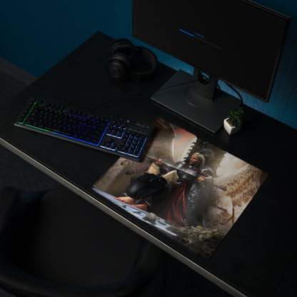 Fantasy Warrior Dragon Mouse Pad In Dark Red And Black For Gaming Desk Setup Epic Fantasy Art Large Non Slip Mouse Pad
