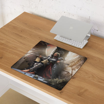 Fantasy Warrior Dragon Mouse Pad In Dark Red And Black For Gaming Desk Setup Epic Fantasy Art Large Non Slip Mouse Pad