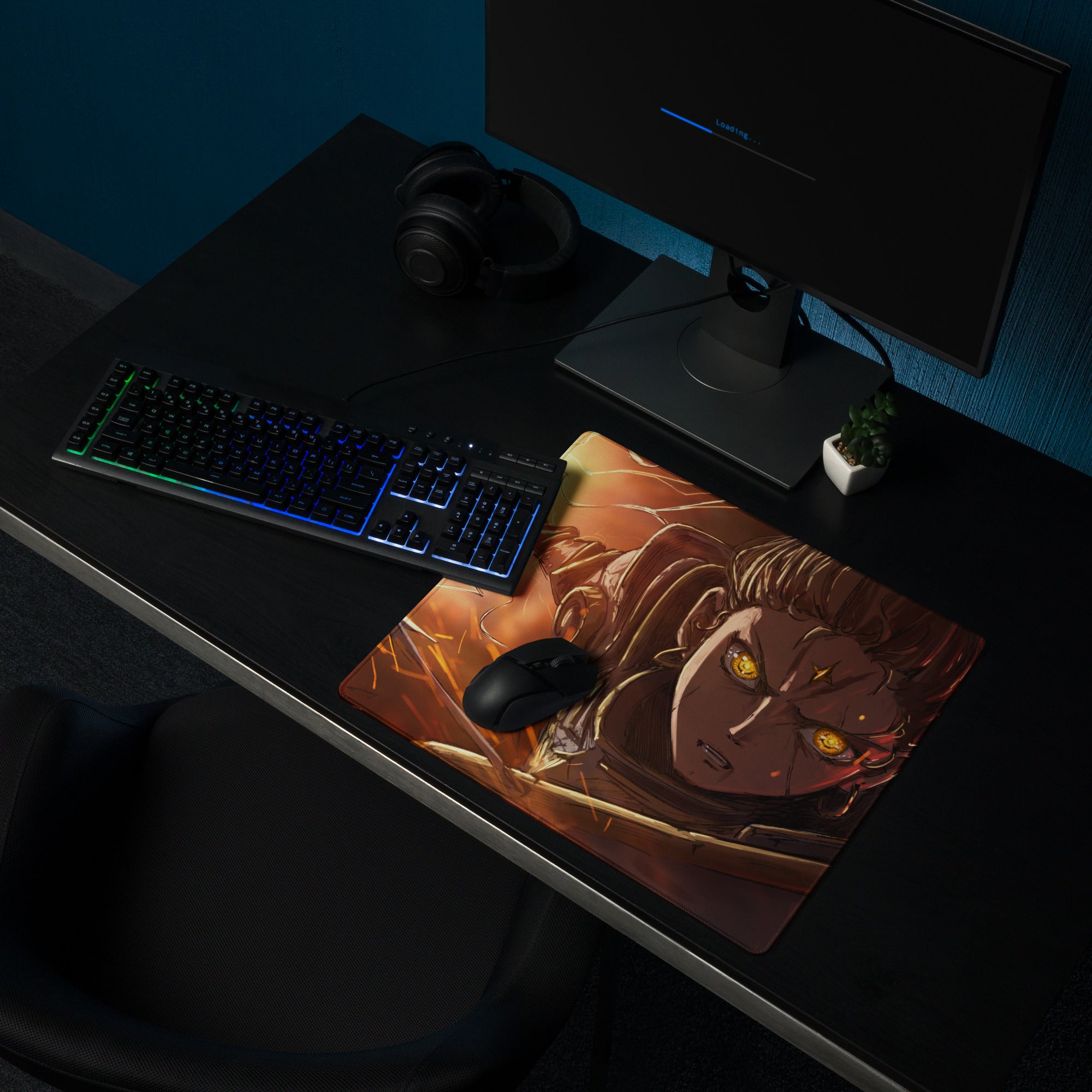 Anime Hero Gaming Mouse Pad Orange Yellow For Gaming Setup Anime Style Desk Mat Edge Stitch Large Non Slip