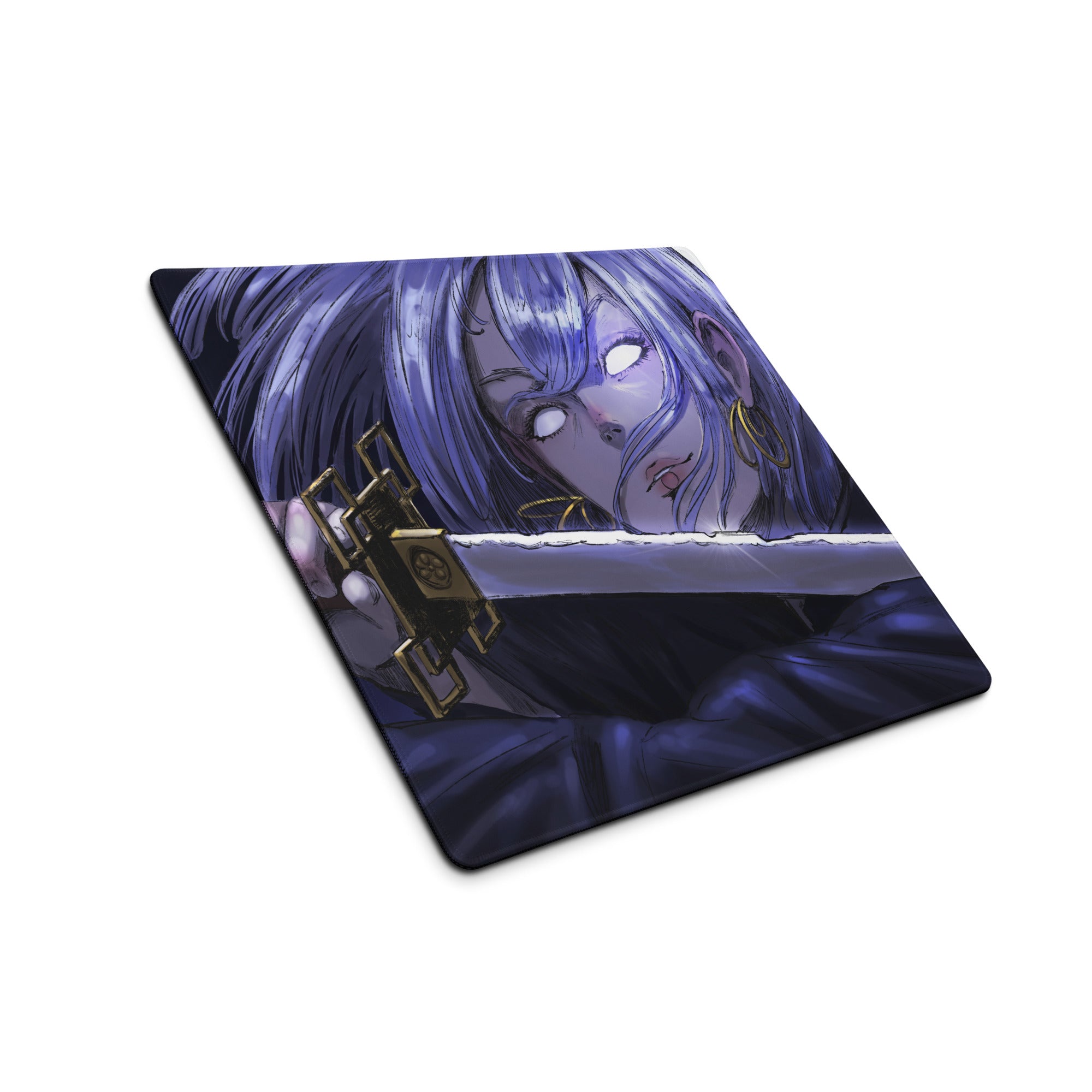 Purple Anime Themed Gaming Mouse Pad For Gaming Desk Setup Manga Style Intense Digital Art
