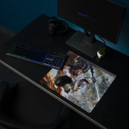Fantasy Warrior Blue And Gold Gaming Desk Mouse Pad Non Slip Large Epic Fantasy Art Style