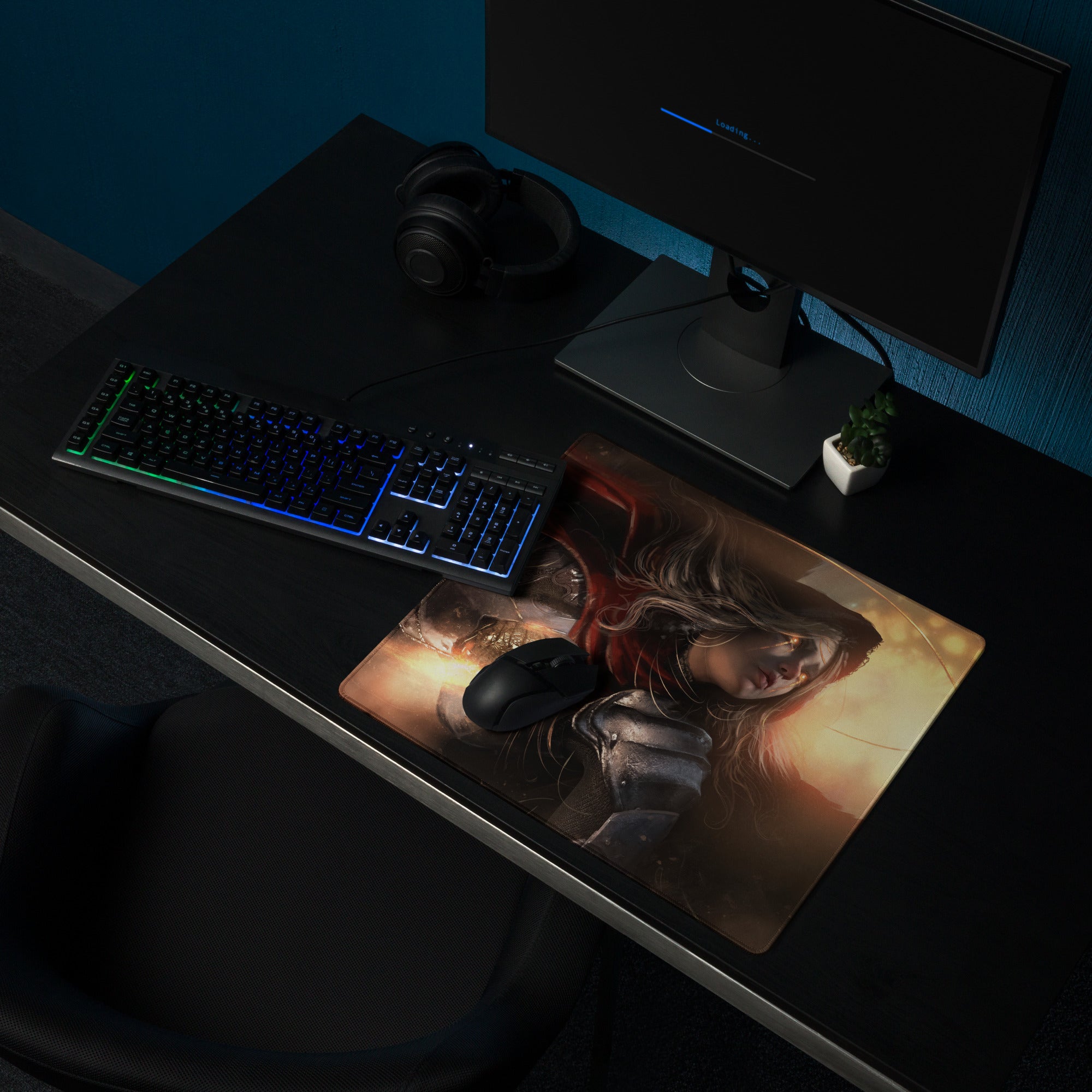 Gaming Mouse Pad Dark Orange Cinematic Fantasy Art For Gaming Desk Large Intense Esports Setup Digital Print