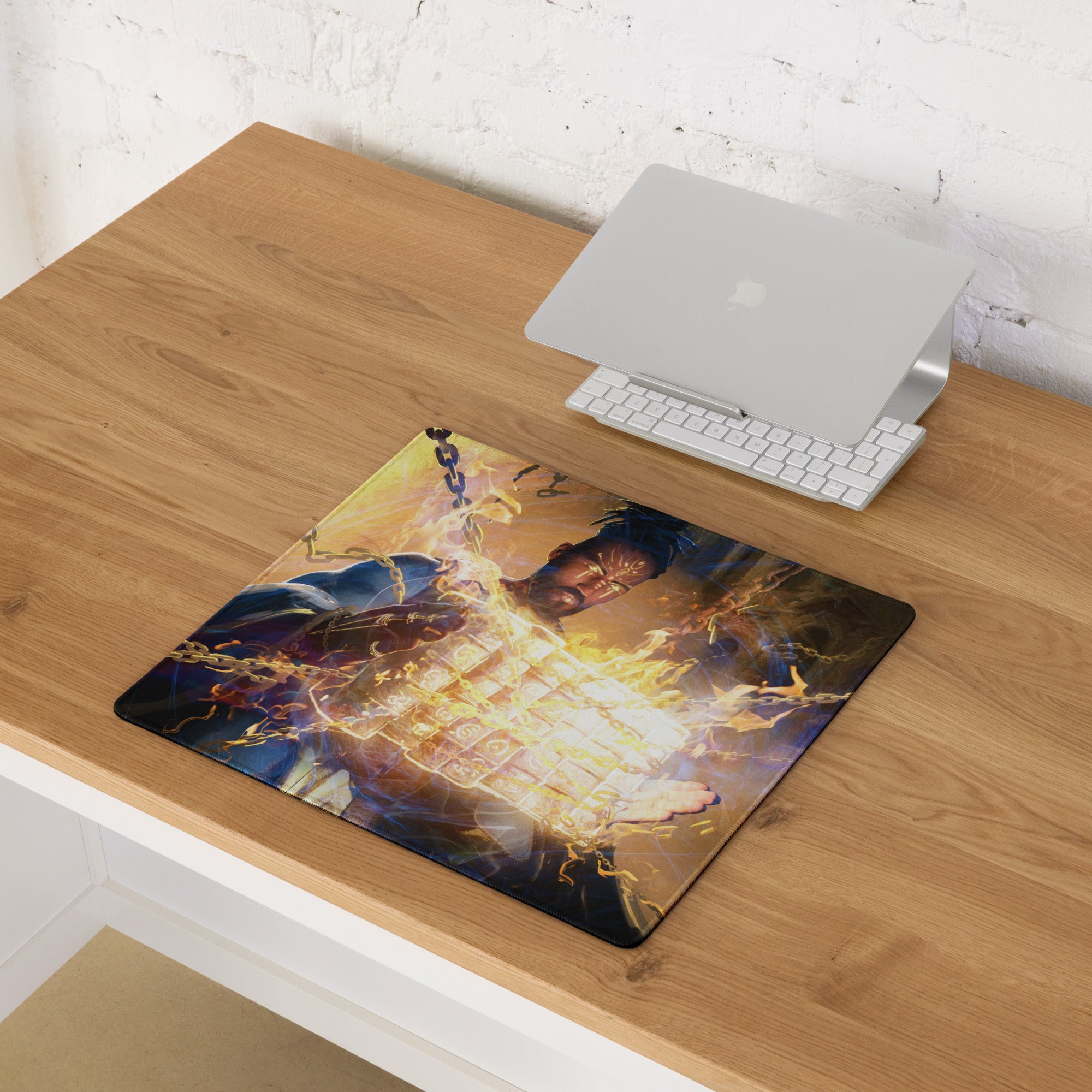 Gaming Mouse Pad Blue Orange Fire Theme For Desktop Gaming Setup Cinematic Hero Artwork