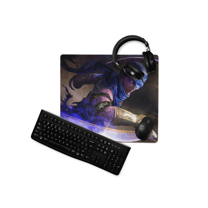 Gaming Mouse Pad Blue Purple Neon Fantasy Warrior Artwork For Gaming Setup Large Non Slip Mat