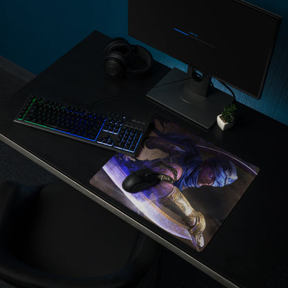 Gaming Mouse Pad Blue Purple Neon Fantasy Warrior Artwork For Gaming Setup Large Non Slip Mat