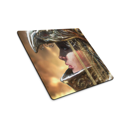Gamer Themed Large Gaming Mouse Pad With Abstract Gold Brown Portrait Art For Desk Setup Digital Art