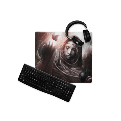 Gaming Mouse Pad Black Gray Large Non Slip Desk Mat For PC Gaming Modern SciFi Digital Artwork Dark Abstract Style For Esports Setup