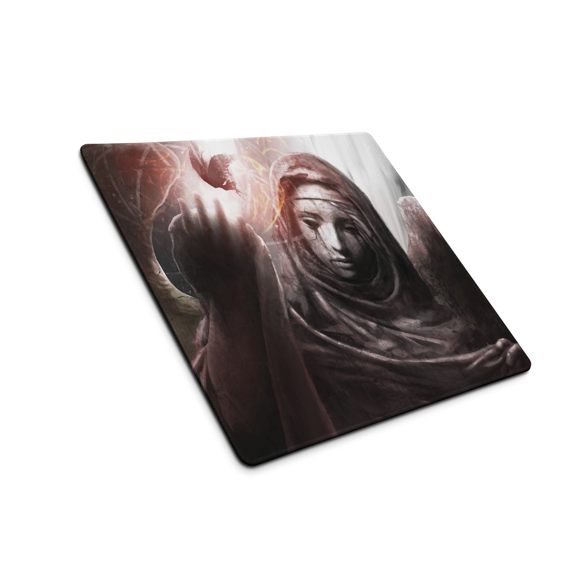 Gaming Mouse Pad Black Gray Large Non Slip Desk Mat For PC Gaming Modern SciFi Digital Artwork Dark Abstract Style For Esports Setup