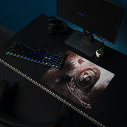 Gaming Mouse Pad Black Gray Large Non Slip Desk Mat For PC Gaming Modern SciFi Digital Artwork Dark Abstract Style For Esports Setup