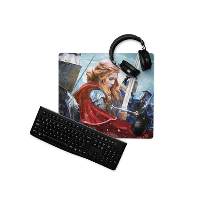 Fantasy Battle Scene Gaming Mouse Pad Blue And Red Desk Setup Mat For Esports And RPG Gamers