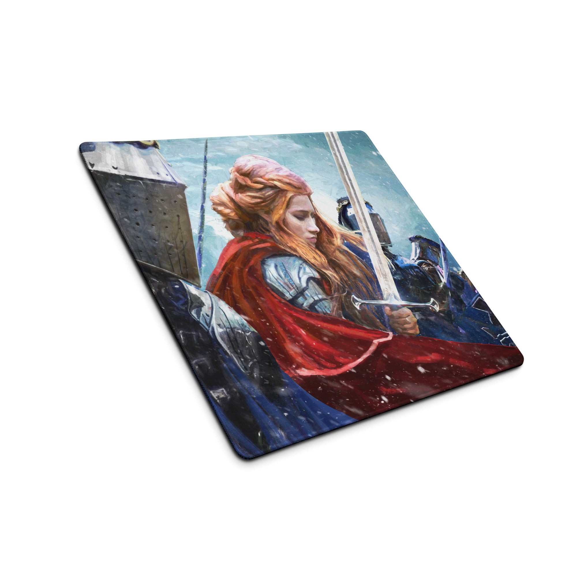 Fantasy Battle Scene Gaming Mouse Pad Blue And Red Desk Setup Mat For Esports And RPG Gamers