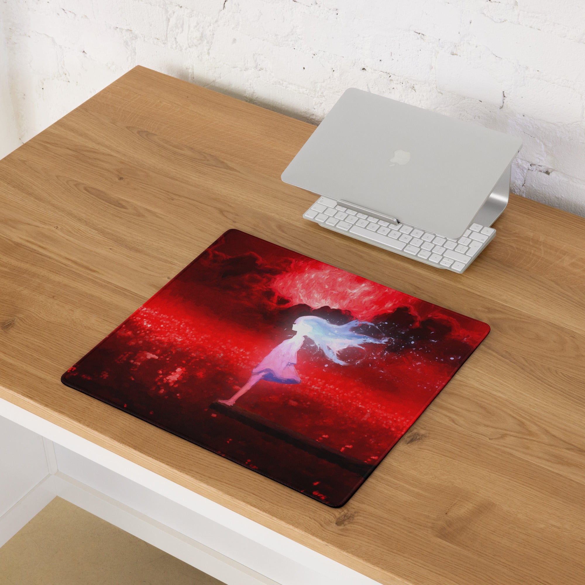 Red Dancer Anime Digital Art Gaming Mouse Pad Large Non Slip Desk Mat for PC Setup