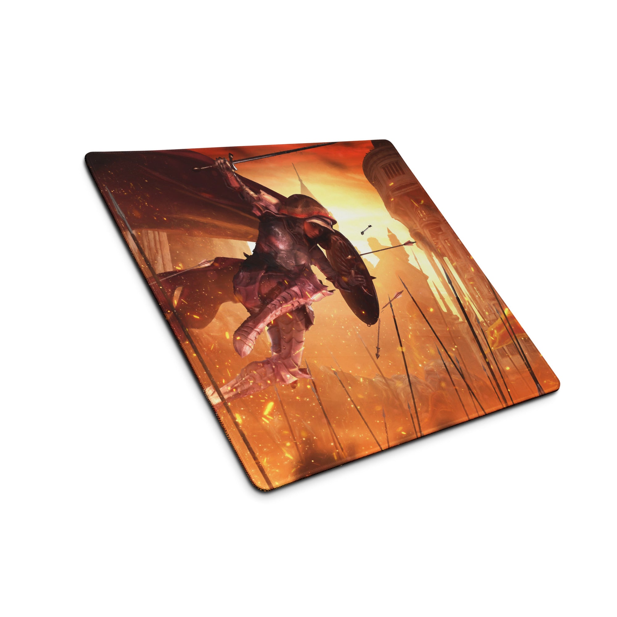 Gaming Mouse Pad Red Orange Fiery Cinematic Fantasy Battle Artwork For Gaming Desk