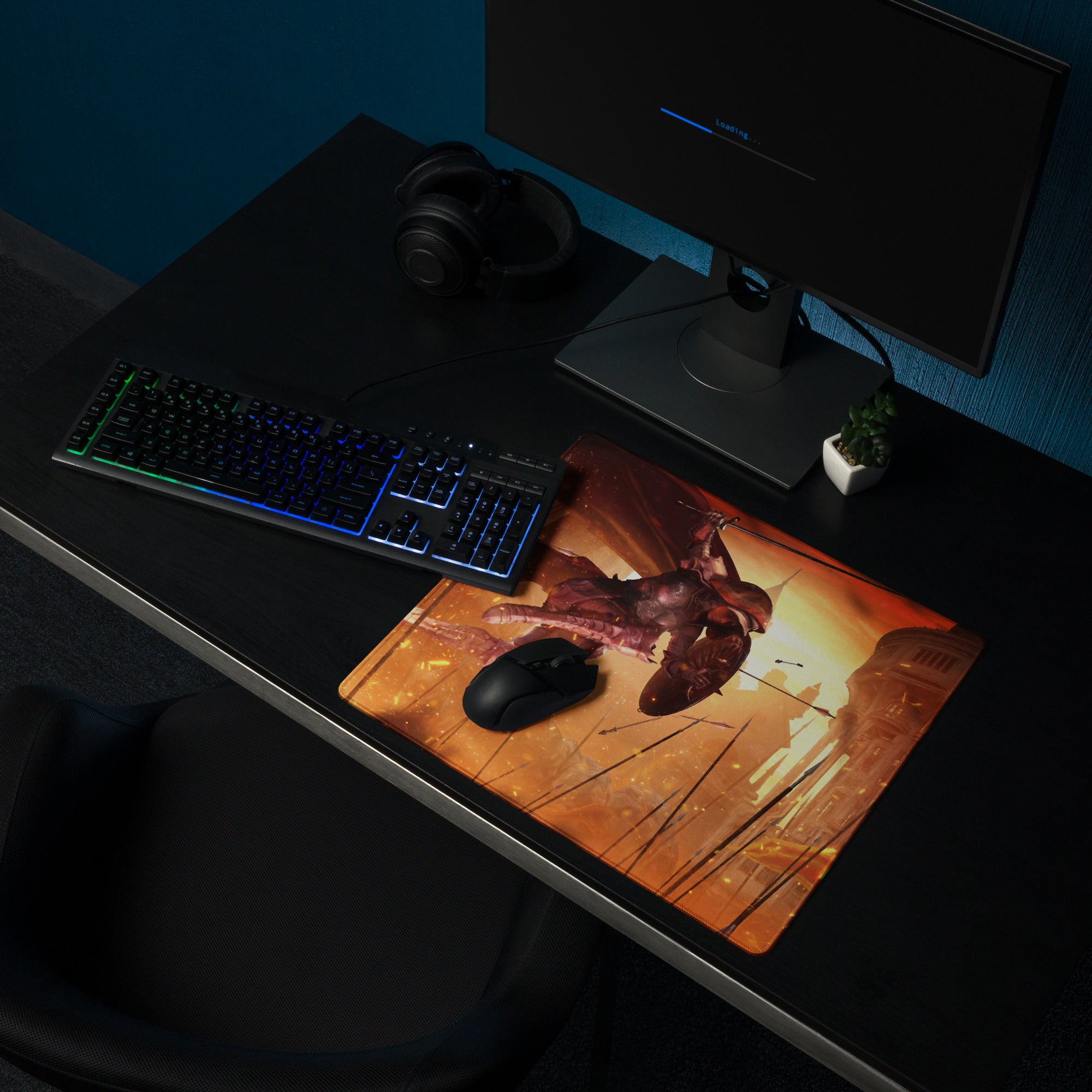 Gaming Mouse Pad Red Orange Fiery Cinematic Fantasy Battle Artwork For Gaming Desk