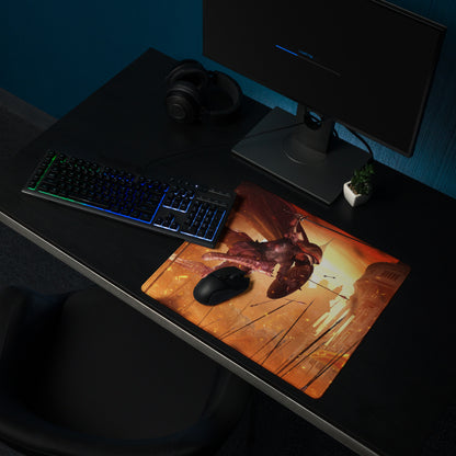 Gaming Mouse Pad Red Orange Fiery Cinematic Fantasy Battle Artwork For Gaming Desk