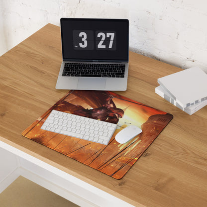 Gaming Mouse Pad Red Orange Fiery Cinematic Fantasy Battle Artwork For Gaming Desk