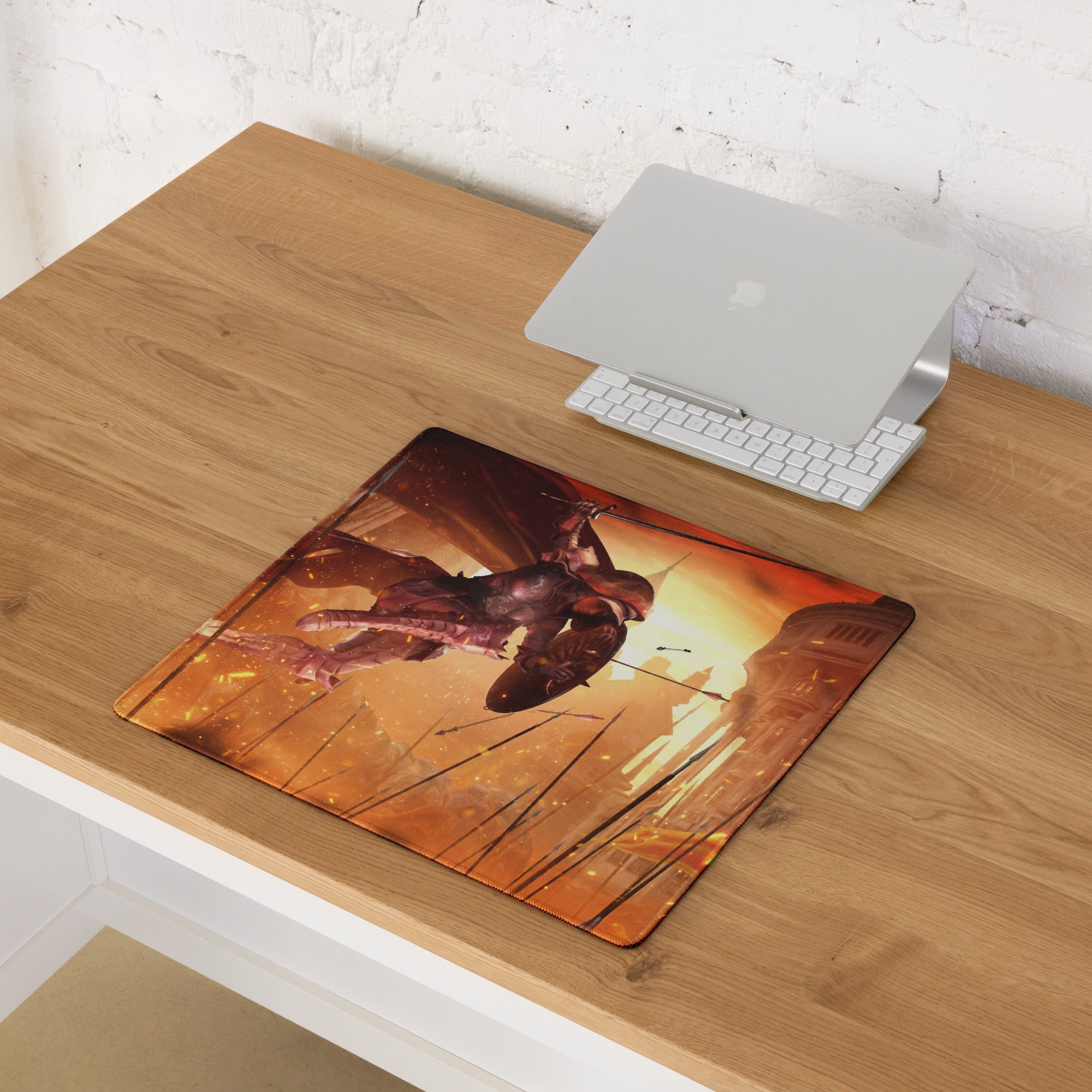 Gaming Mouse Pad Red Orange Fiery Cinematic Fantasy Battle Artwork For Gaming Desk
